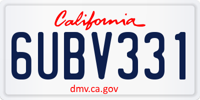 CA license plate 6UBV331