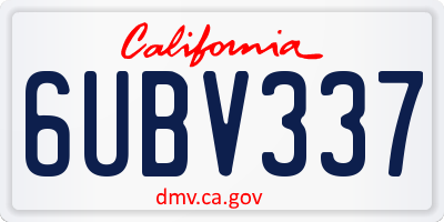 CA license plate 6UBV337