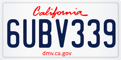 CA license plate 6UBV339