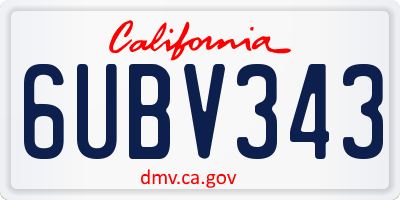 CA license plate 6UBV343