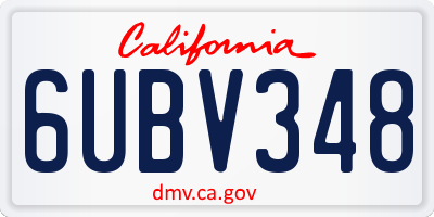 CA license plate 6UBV348