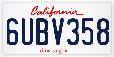 CA license plate 6UBV358