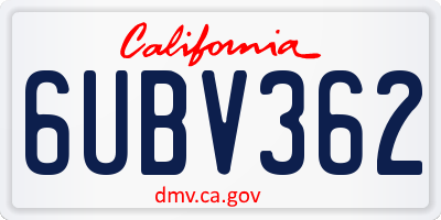 CA license plate 6UBV362