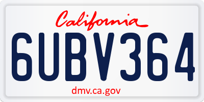 CA license plate 6UBV364