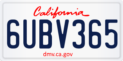 CA license plate 6UBV365