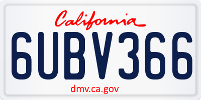 CA license plate 6UBV366