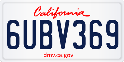 CA license plate 6UBV369