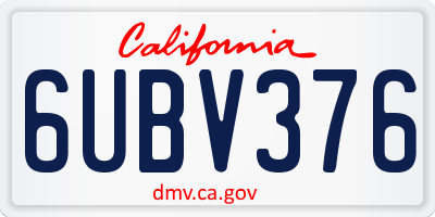 CA license plate 6UBV376