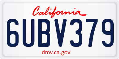 CA license plate 6UBV379