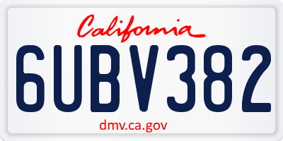 CA license plate 6UBV382