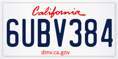 CA license plate 6UBV384