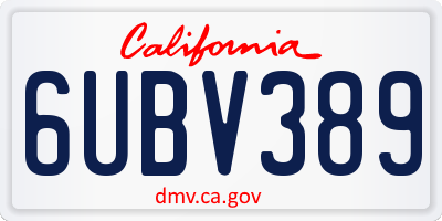 CA license plate 6UBV389