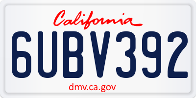 CA license plate 6UBV392