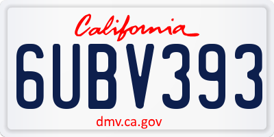 CA license plate 6UBV393