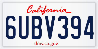 CA license plate 6UBV394