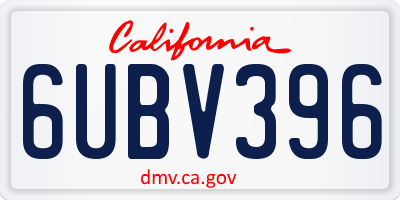 CA license plate 6UBV396