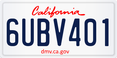 CA license plate 6UBV401