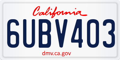 CA license plate 6UBV403