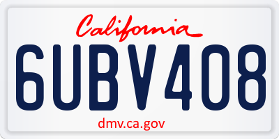CA license plate 6UBV408