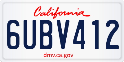 CA license plate 6UBV412