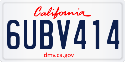 CA license plate 6UBV414