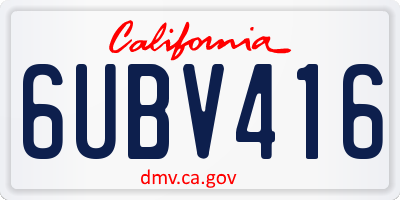 CA license plate 6UBV416