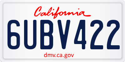CA license plate 6UBV422
