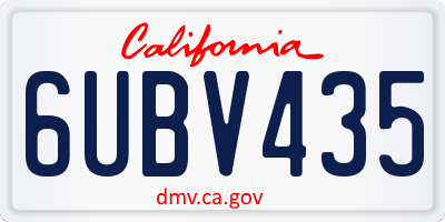 CA license plate 6UBV435