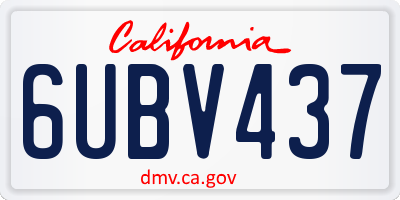 CA license plate 6UBV437