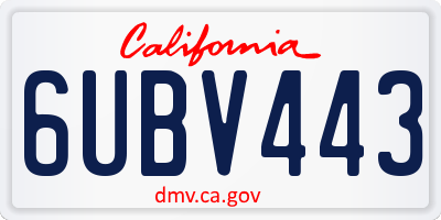 CA license plate 6UBV443