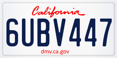 CA license plate 6UBV447