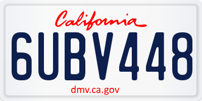 CA license plate 6UBV448
