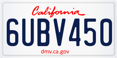 CA license plate 6UBV450