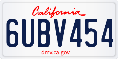 CA license plate 6UBV454