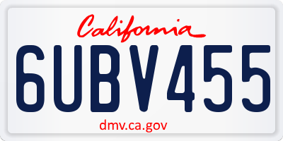 CA license plate 6UBV455