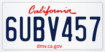 CA license plate 6UBV457