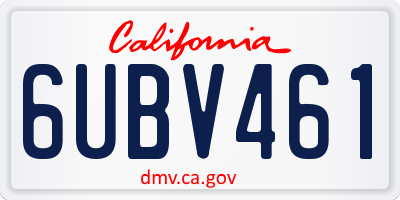CA license plate 6UBV461