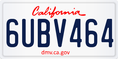 CA license plate 6UBV464