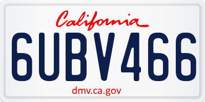 CA license plate 6UBV466