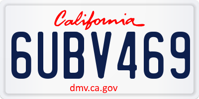 CA license plate 6UBV469