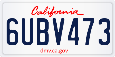 CA license plate 6UBV473
