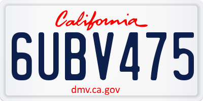 CA license plate 6UBV475