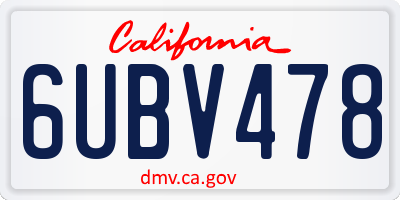 CA license plate 6UBV478