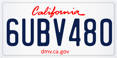 CA license plate 6UBV480