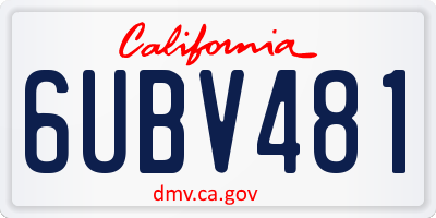 CA license plate 6UBV481