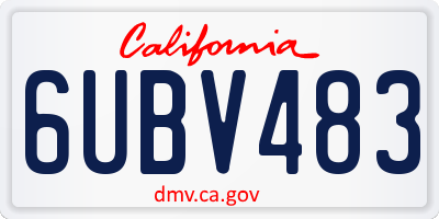 CA license plate 6UBV483