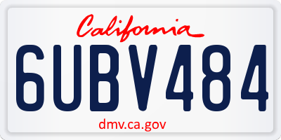 CA license plate 6UBV484