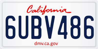 CA license plate 6UBV486