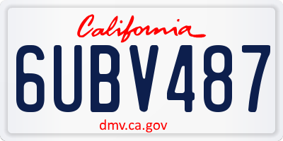 CA license plate 6UBV487