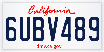 CA license plate 6UBV489